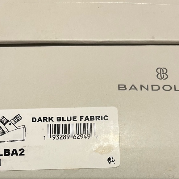 NEW Bandolino Sandals Navy Fabric Gunmetal heal size 11 - Picture 6 of 6